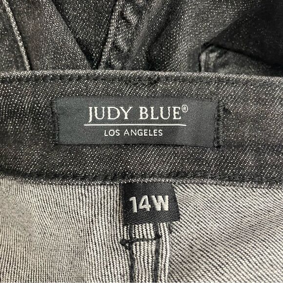 NWT Judy Blue Destroyed Button-Fly Skinny Jeans Black Wash Denim Size 14W NEW - Picture 11 of 15